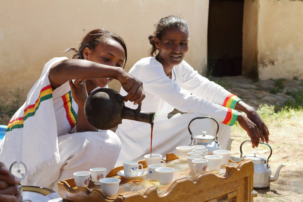 Ethiopian women preparing coffee